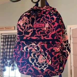 Vera Bradley pink and navy floral backpack